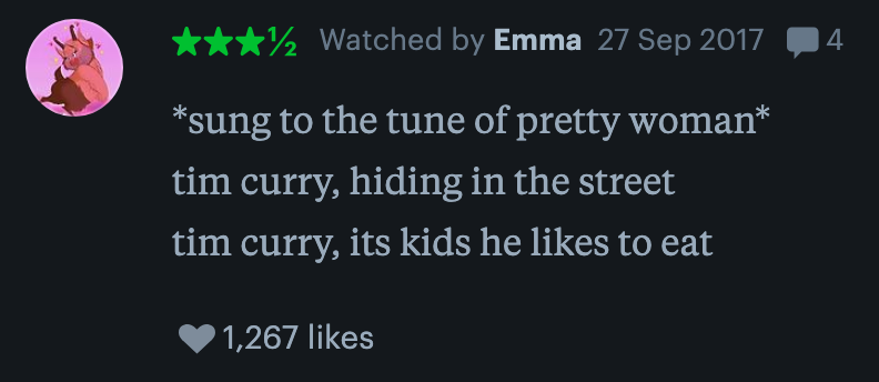 Humorous movie review using a parody of "Pretty Woman" song lyrics with over 1,200 likes