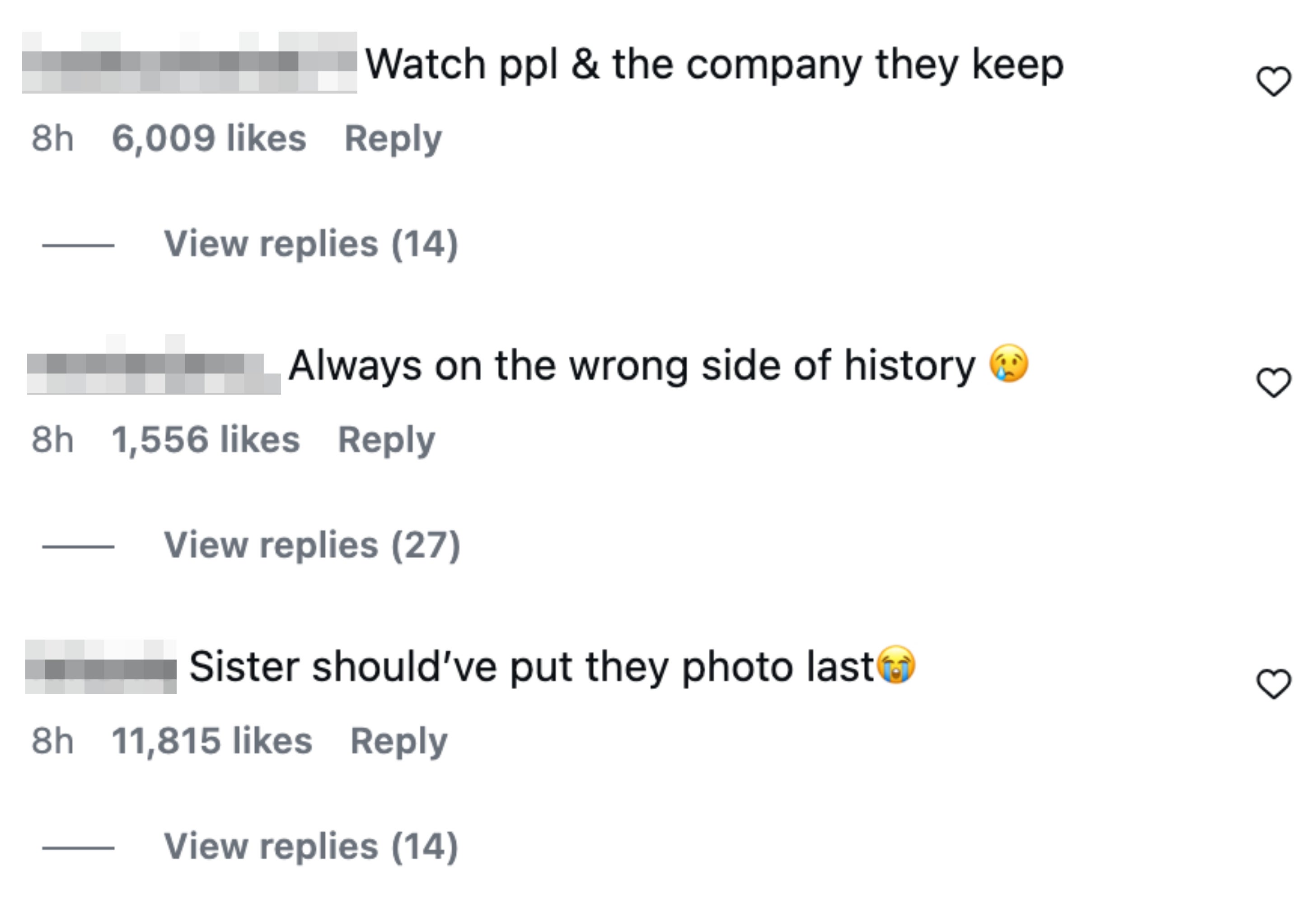 Sosiale medier kommenterer med reaksjoner, diskuterer emner som mennesker, assosiasjoner og historisk kontekst. Flere kommentarer uttrykker skuffelse