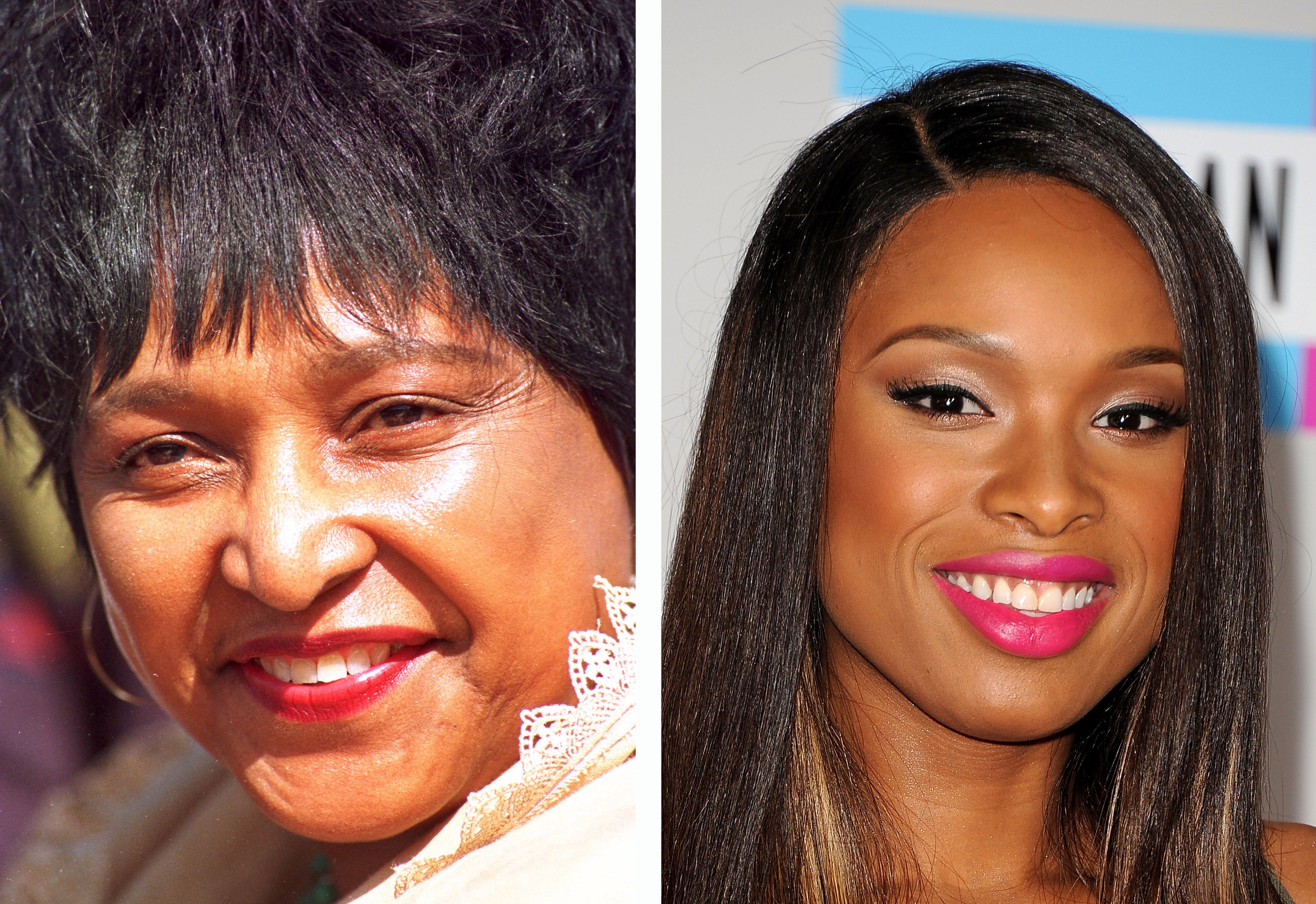 A photo of Winnie Mandela next to a photo of Jennifer Hudson