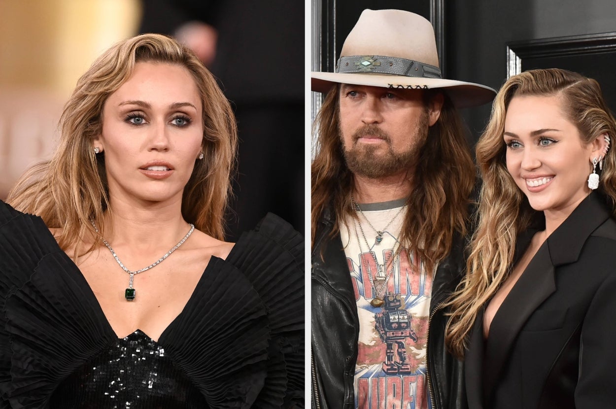 Billy Ray Cyrus and Miley Cyrus at an event