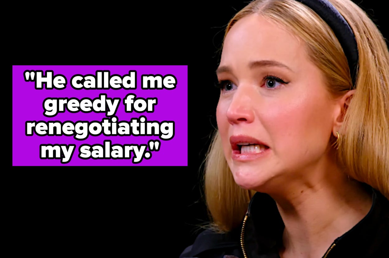 Woman with long hair and a headband appears upset, next to text: "He called me greedy for renegotiating my salary."
