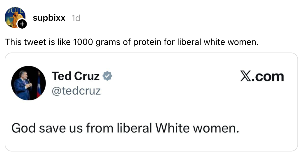 Skjermbilde av en tweet av Ted Cruz som sa:
