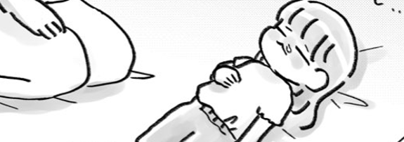 発熱で謎の寝言を発する漫画一コマ目 / しまあかねさん（@ebinoosushi_da）のXより