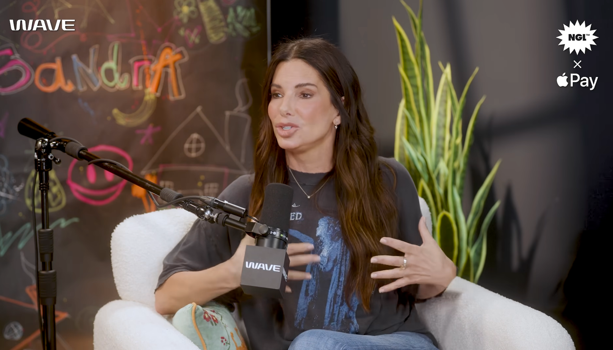 Sandra speaking on a podcast