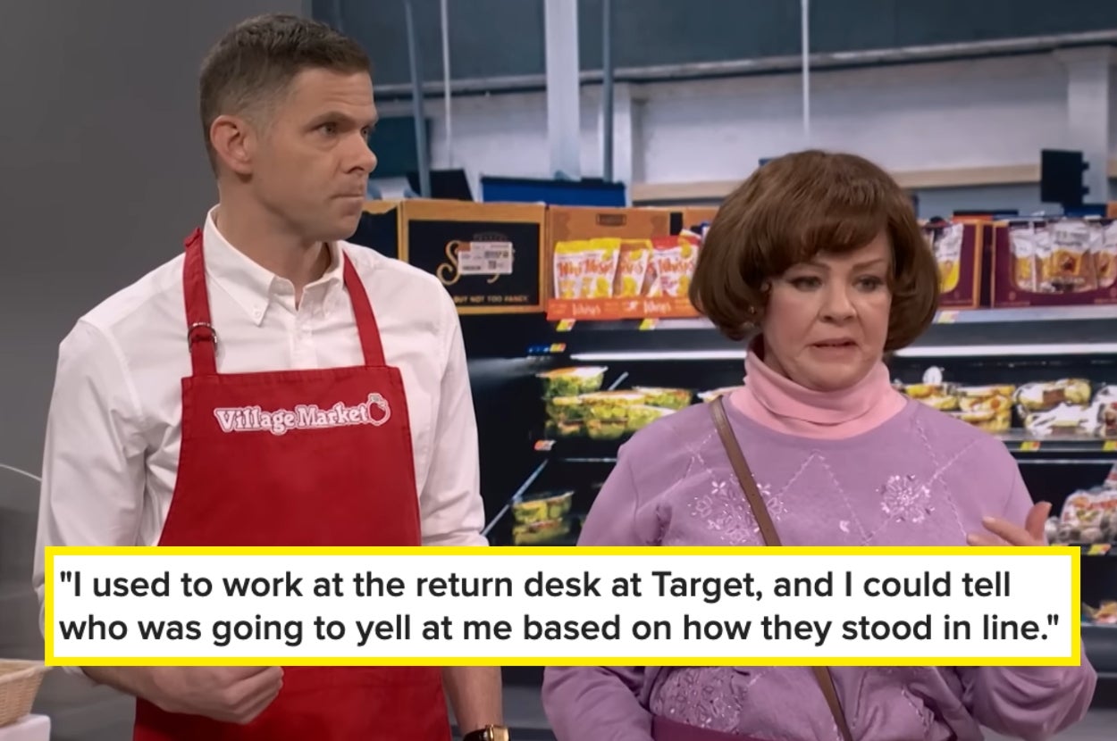 Two people, one in an apron, stand in what appears to be a grocery store setting. A caption about predicting customer behavior is overlaid