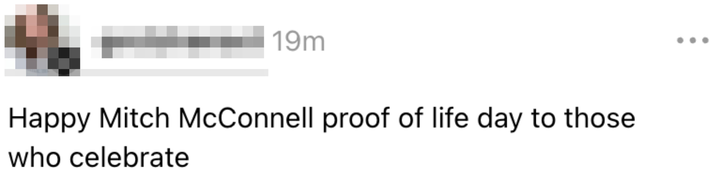 Gratulerer med Mitch McConnells bevis på livet til de som feirer