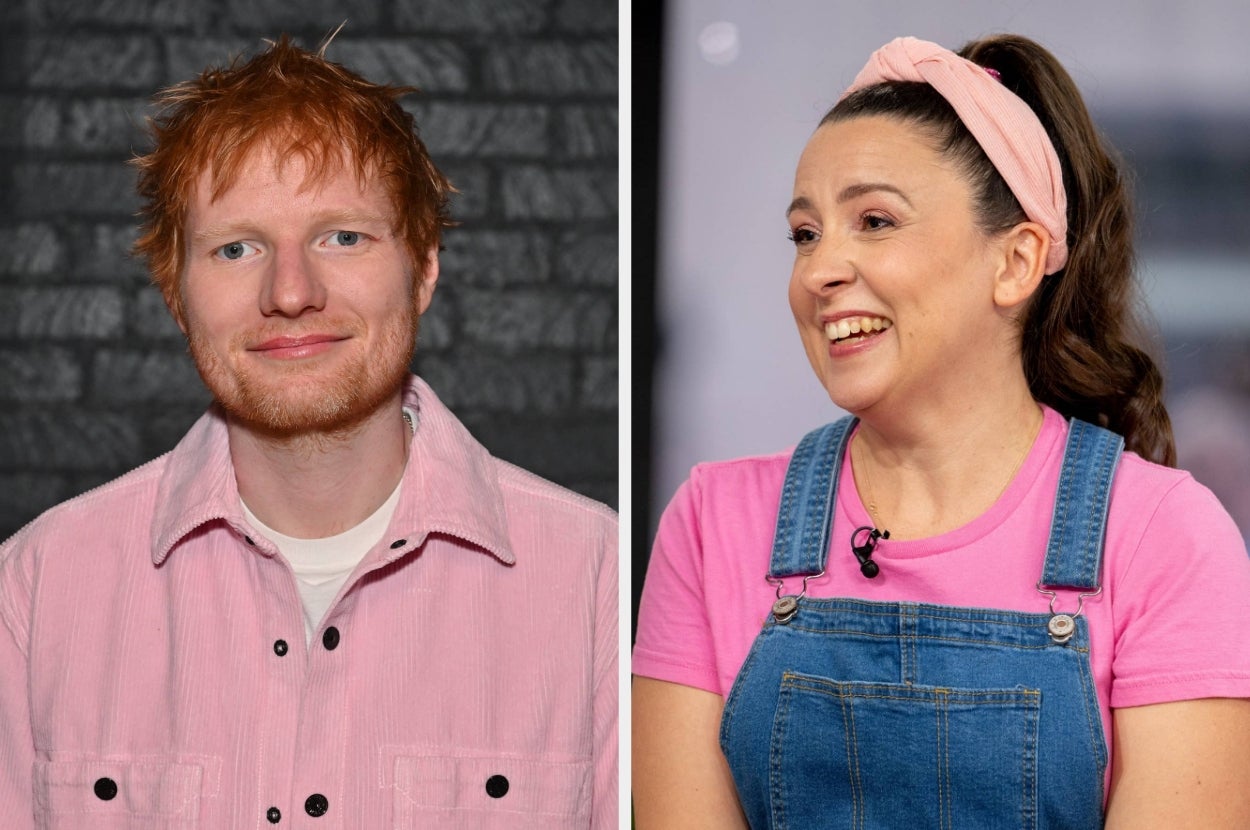 Split image of Ed Sheeran and Ms. Rachel