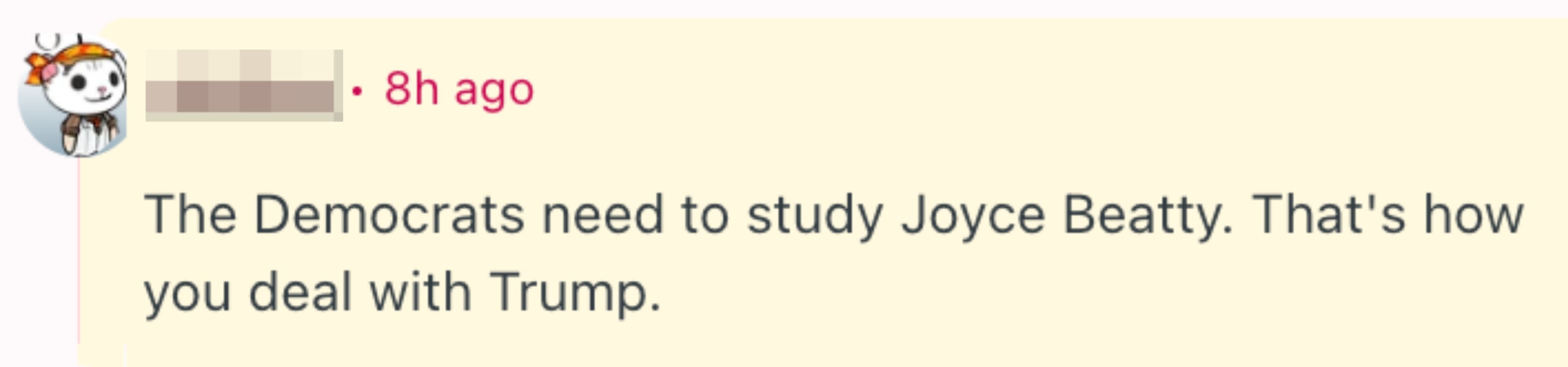 Kommentar som sier at demokratene bør lære av Joyce Beatty om håndteringen av Trump
