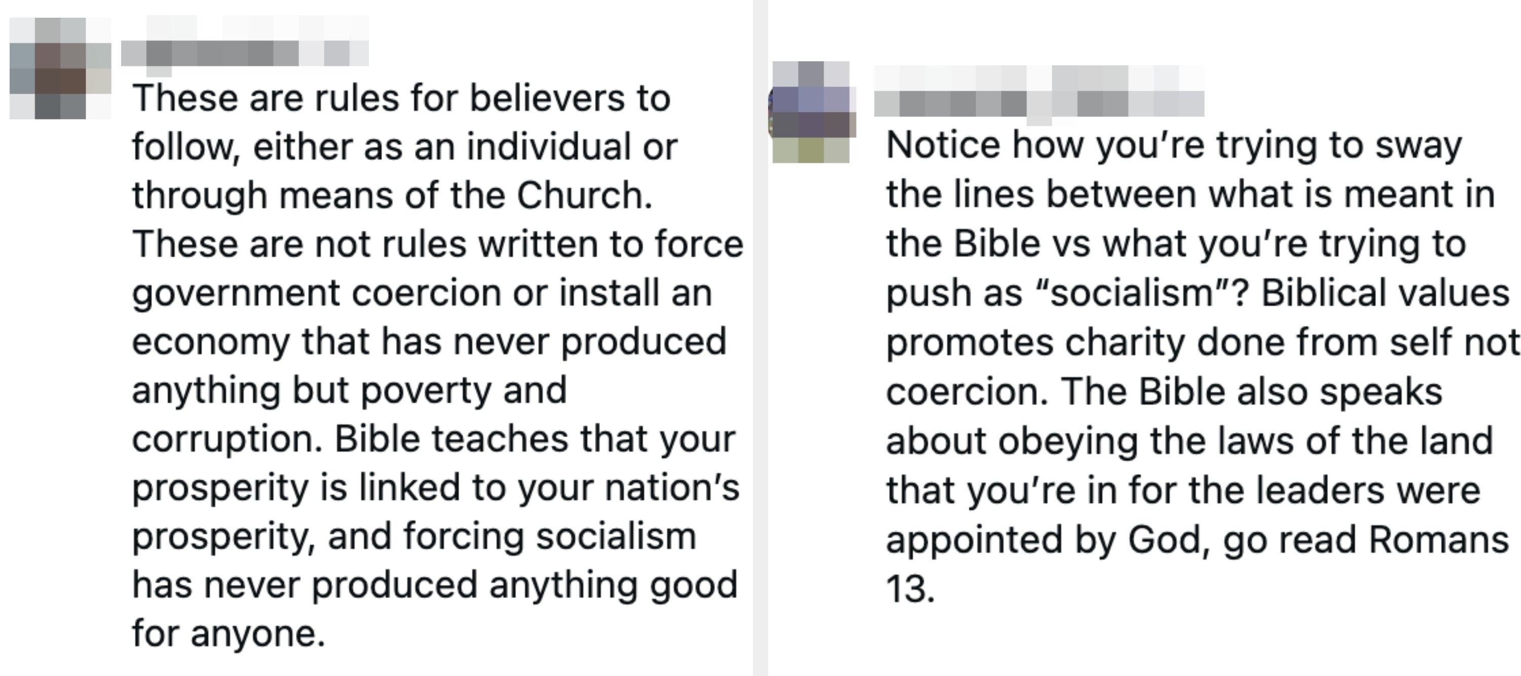 Sammendrag av tekst: En person diskuterer religiøse regler, og uttrykker at de ikke er ment for myndighetshåndhevelse. De kritiserer sosialismen og knytter velstand til en nasjons suksess