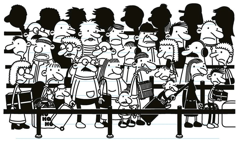 Cartoon illustration of a diverse group of quirky characters arranged in rows, each with distinct facial expressions and features