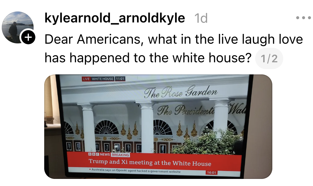 Sosiale medier stiller spørsmål ved nylige endringer i Det hvite hus, med et nyhetssegment om et møte mellom Trump og Xi