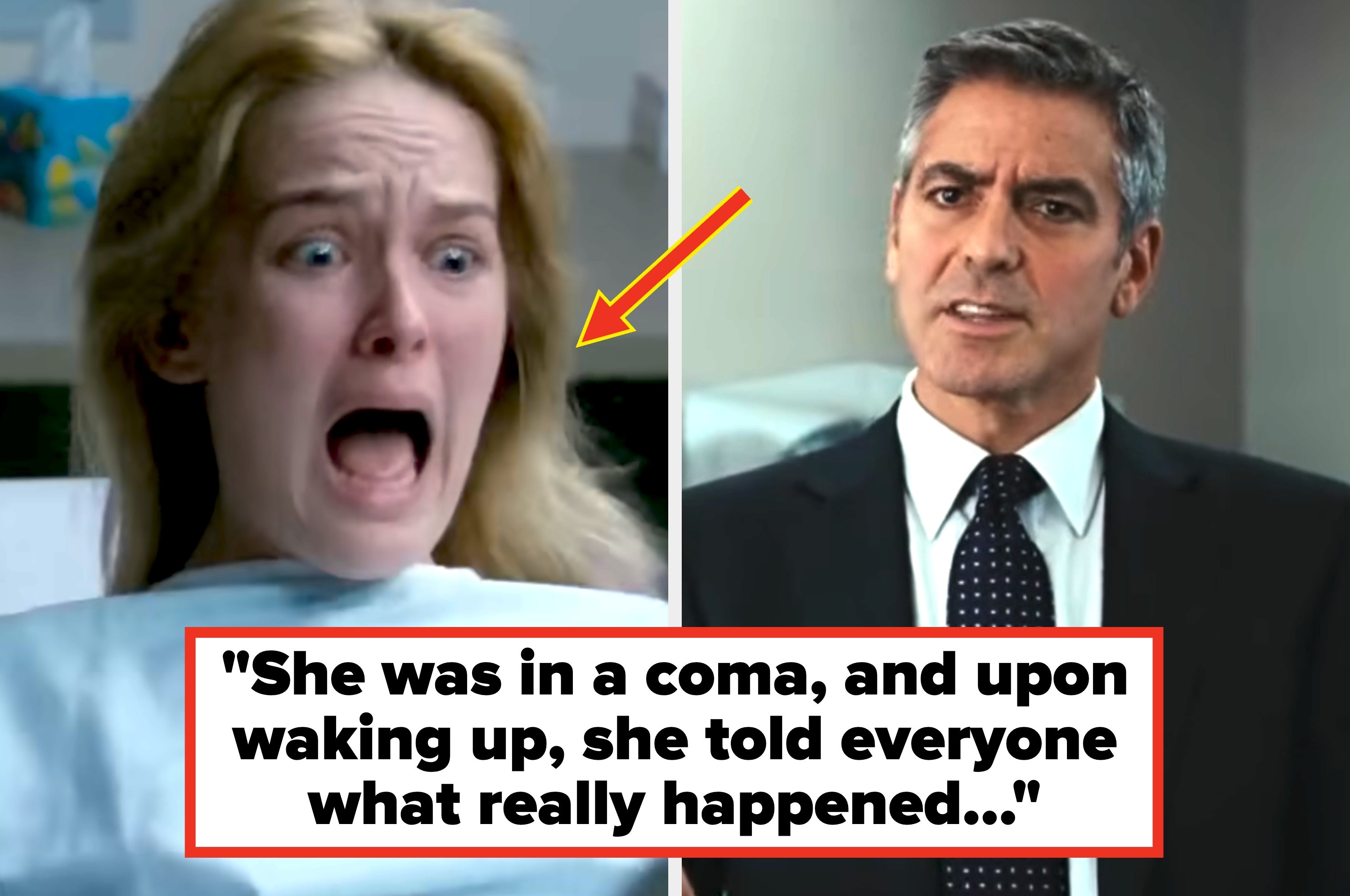 Left: lit candles, jars, and tarot cards on a table. Text: "She cursed her family?" Right: Matt LeBlanc sitting with his eyes wide with shock. Text: "The friend was in a coma, and upon waking up told everyone what really happened..."