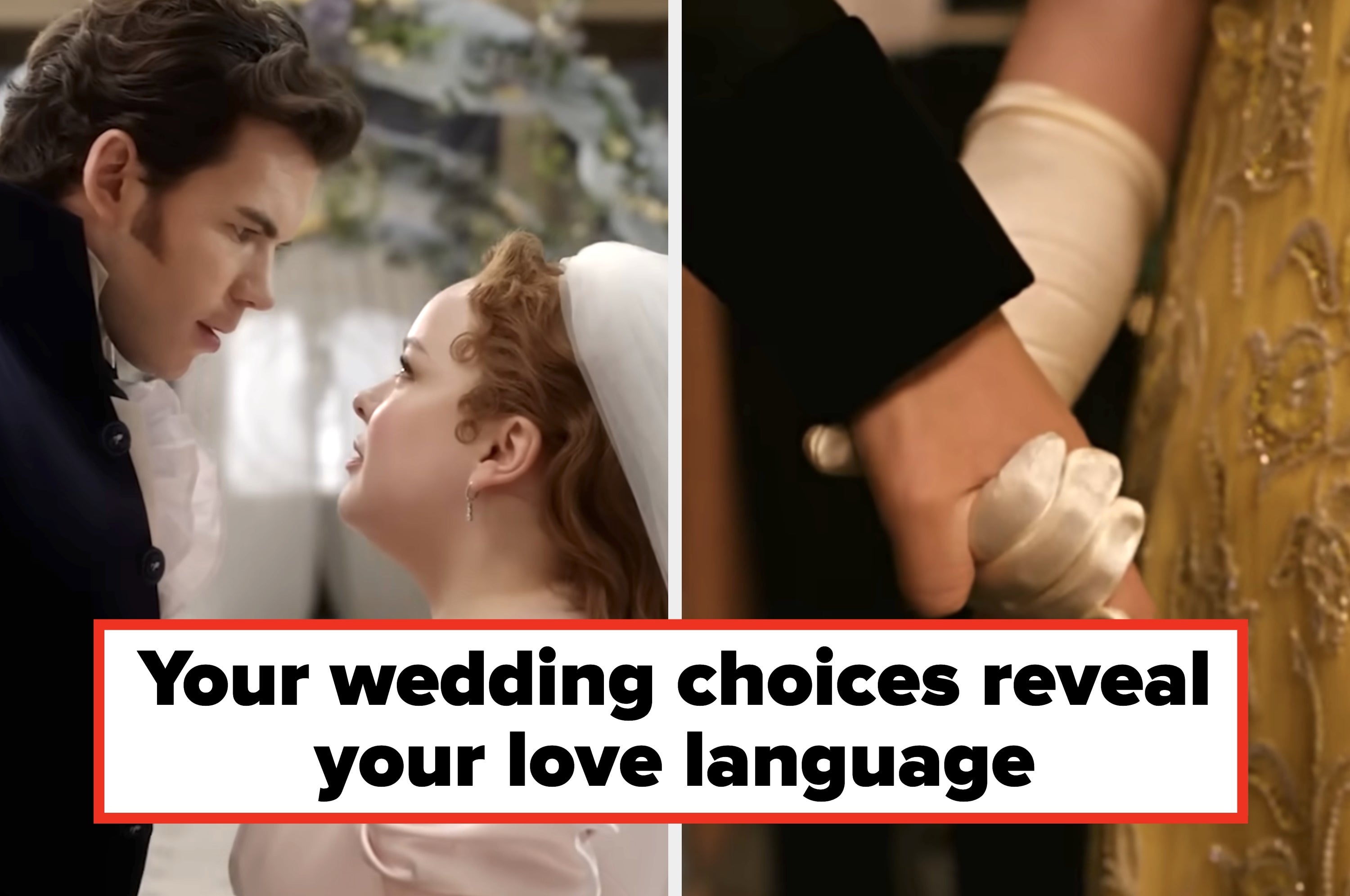 Two people share an intimate gaze; in a split scene, they hold hands affectionately, highlighting romance and connection