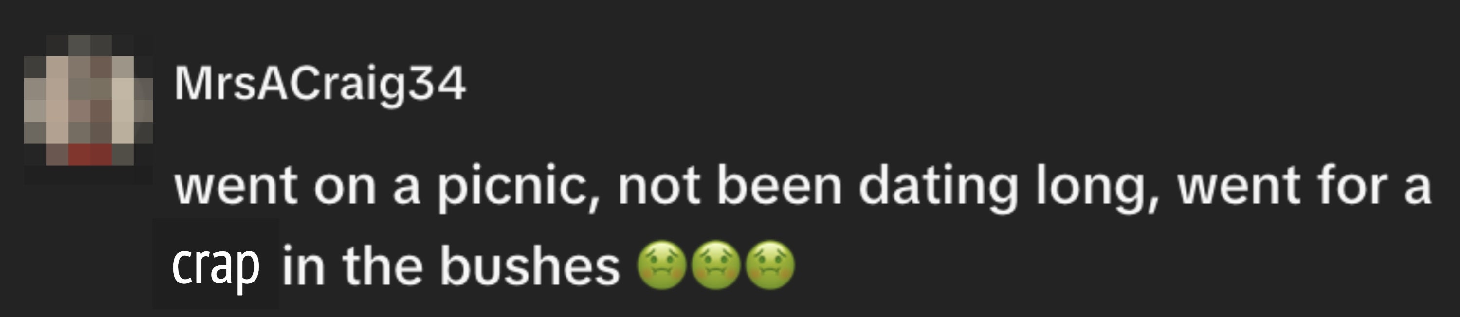 Social media station astir a picnic and an awkward infinitesimal involving bushes, accompanied by nauseated look emojis