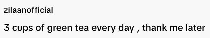 Text advising to drink 3 cups of green tea daily