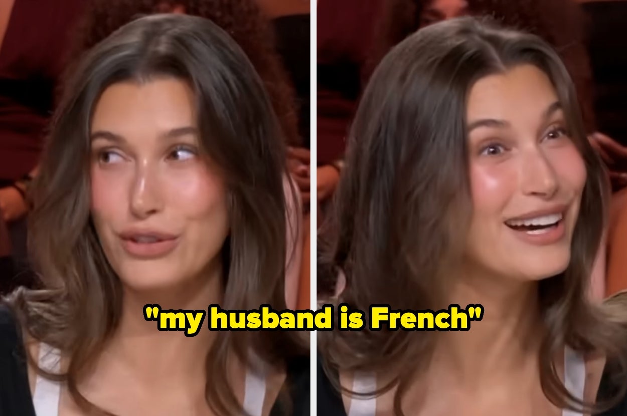 Hailey Bieber with quote, "My husband is French"