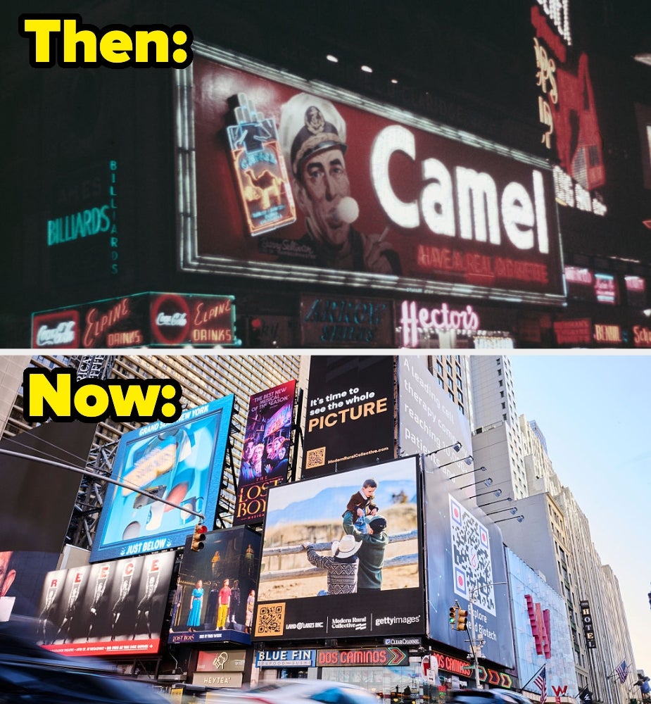Camel cigaret advertisement successful Times Square vs. integer ads displayed connected screens passim Times Square