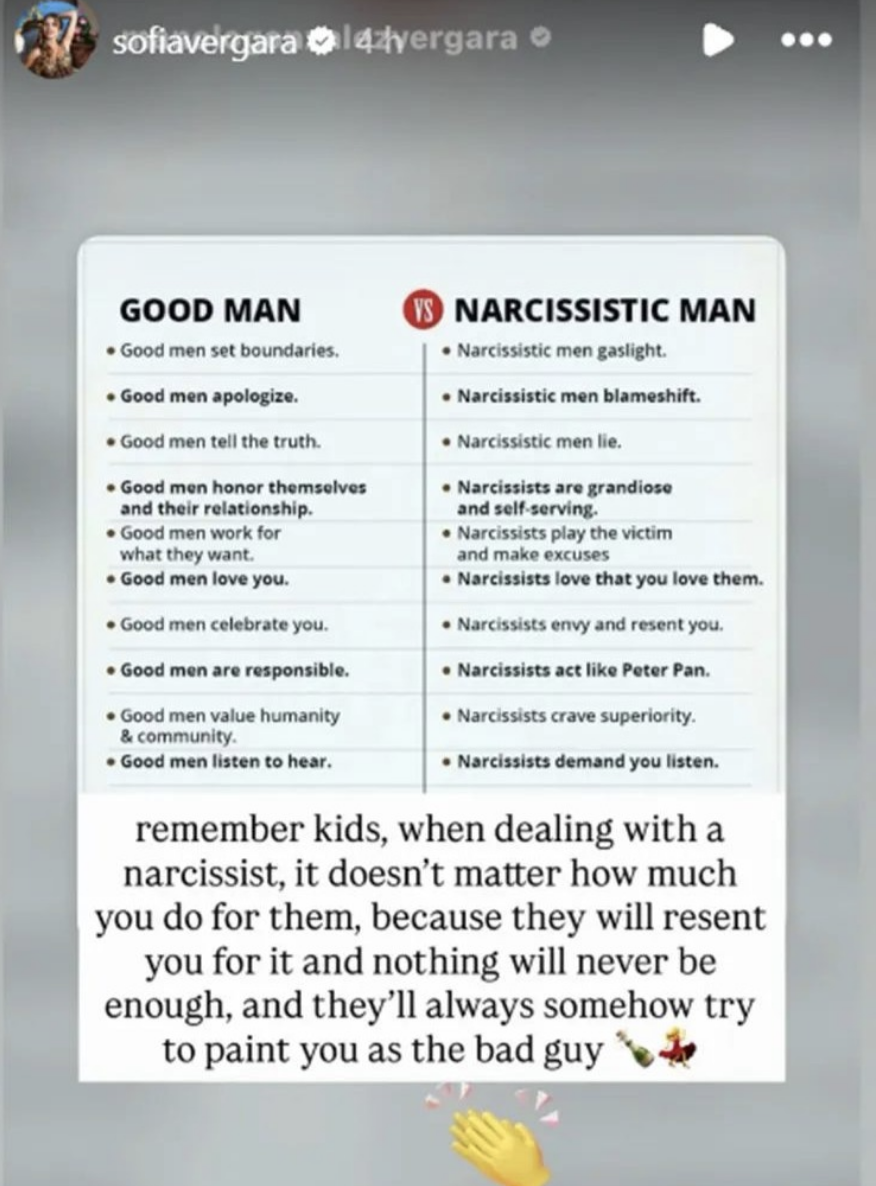 Text comparing traits of a good man vs. a narcissistic man, highlighting differences in behavior and character