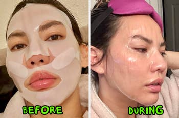 the reviewer earlier and portion wearing the look mask. The disguise goes from a milky achromatic colour to clear