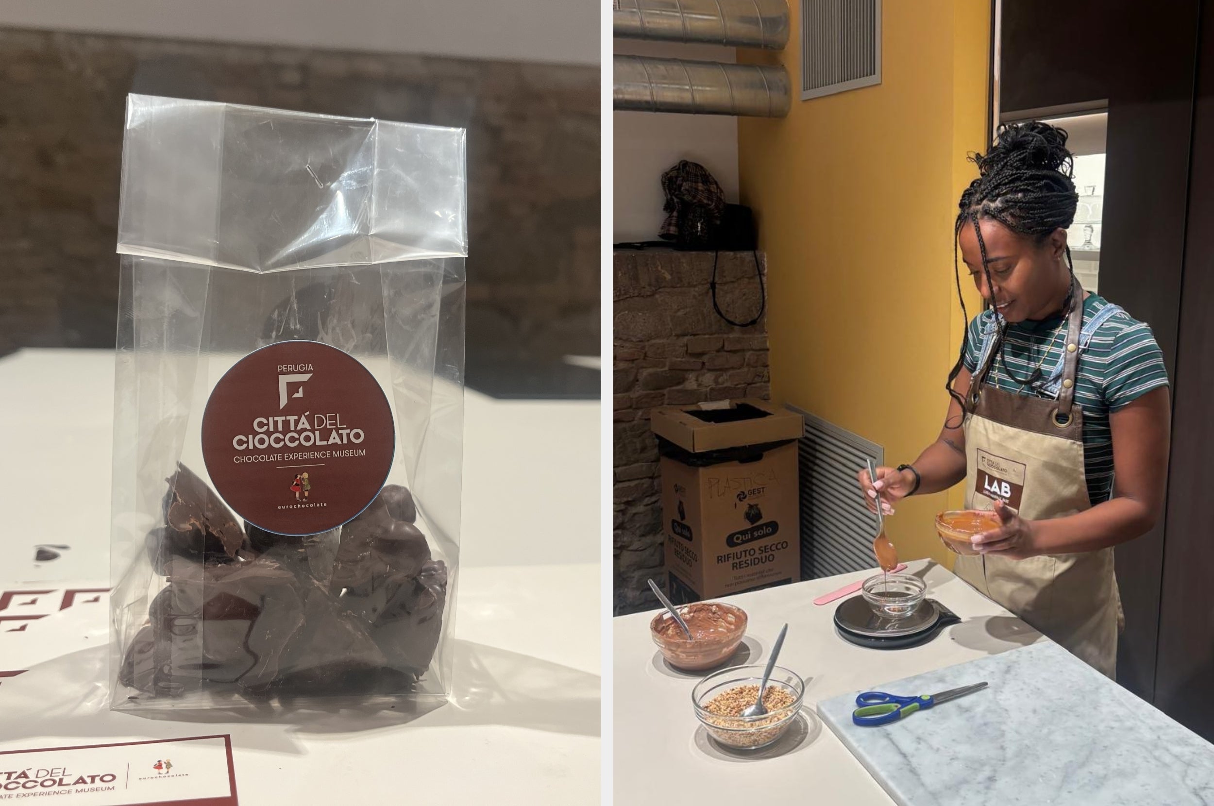  Person preparing chocolates at a workshop table