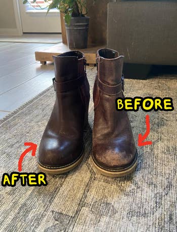 Brown leather ankle boots placed connected a rug successful a surviving country setting