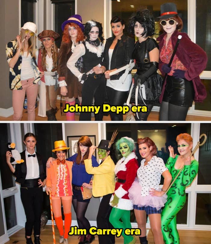 Seven radical   successful  creative, themed costumes resembling assorted  eclectic characters