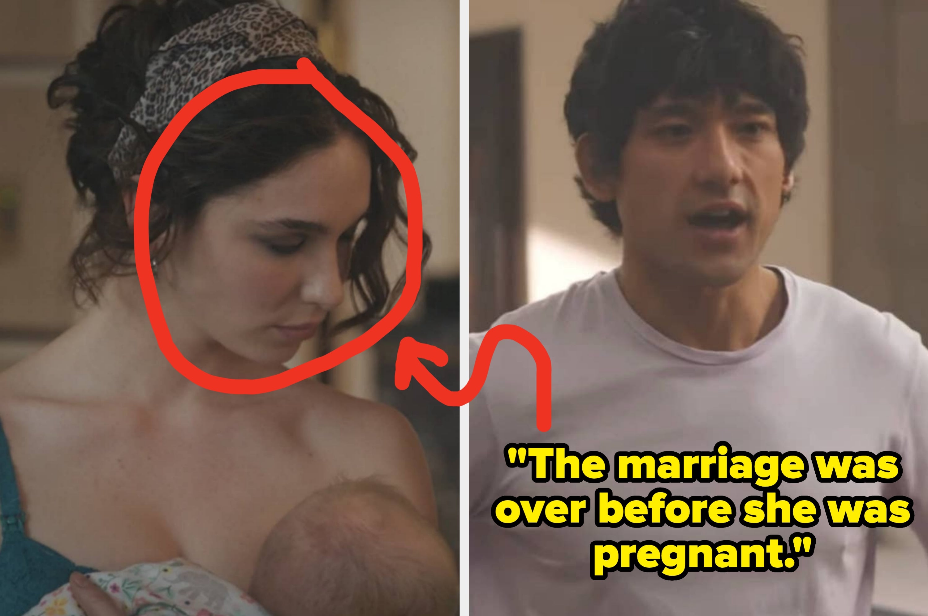 Side-by-side images of a pregnant woman relaxing and a man expressing frustration. Text: "I didn't like how my wife changed after having kids."