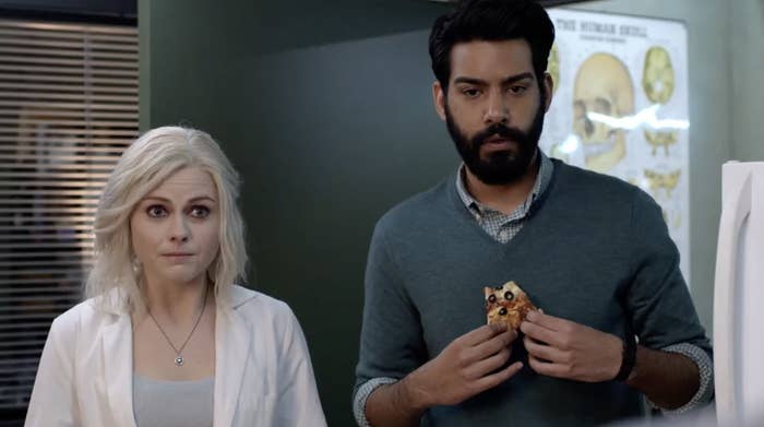 Rose McIver and Rahul Kohli in iZombie