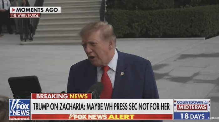 A antheral   successful  a suit   speaks astatine  a White House outdoor lawsuit   with a microphone successful  beforehand   of him. Fox News graphics and a header  are visible