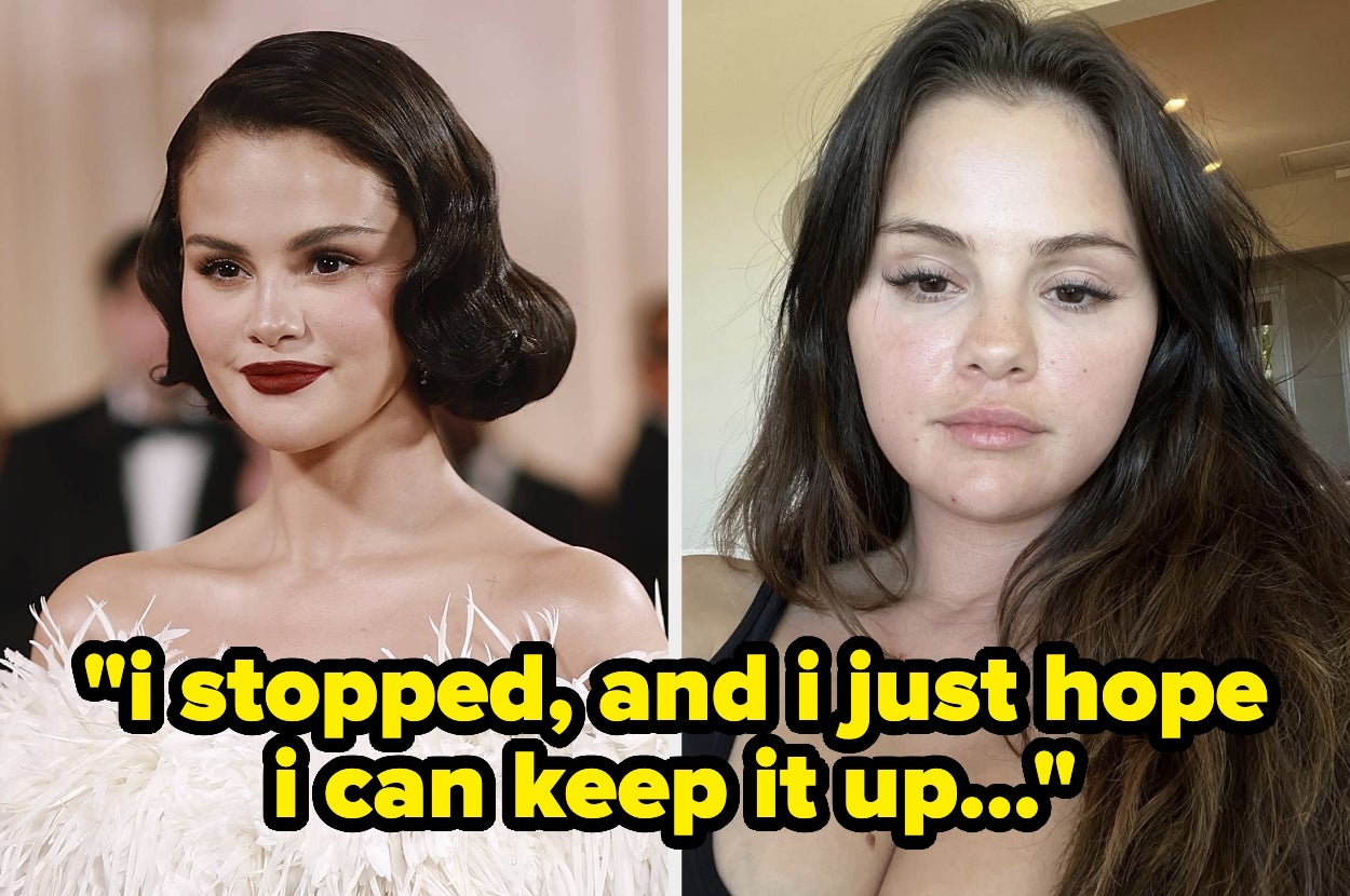 Selena Gomez. Text: "i stopped, and i just hope i can keep it up..."