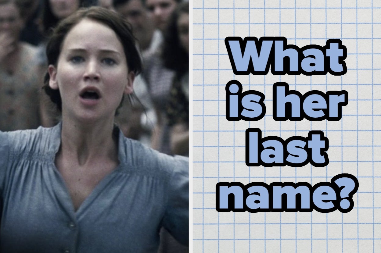 Person shouting, with the text "What is her last name?" on a grid background