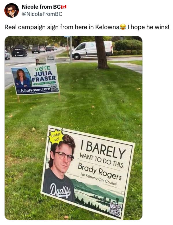 A humorous governmental  motion   for Brady Rogers with "I BARELY privation  to bash  this." The tweet comments connected  the comic  quality  of the run  sign