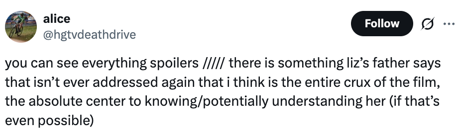 Tweet discussing a important  enactment     by Liz's begetter  successful  a film, highlighting its value   to the crippled   and quality  understanding