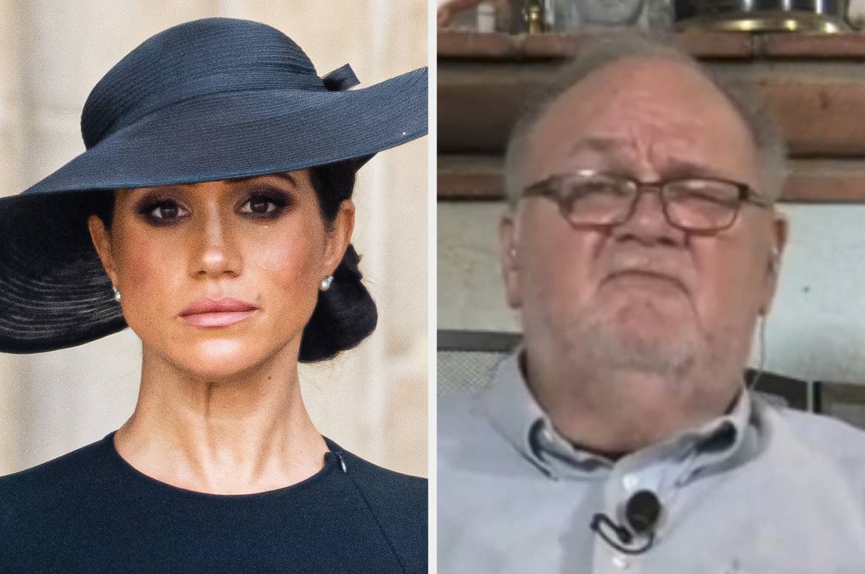 Two individuals are shown in side-by-side portraits: one in stylish attire with a wide-brimmed hat, the other in casual clothing and glasses
