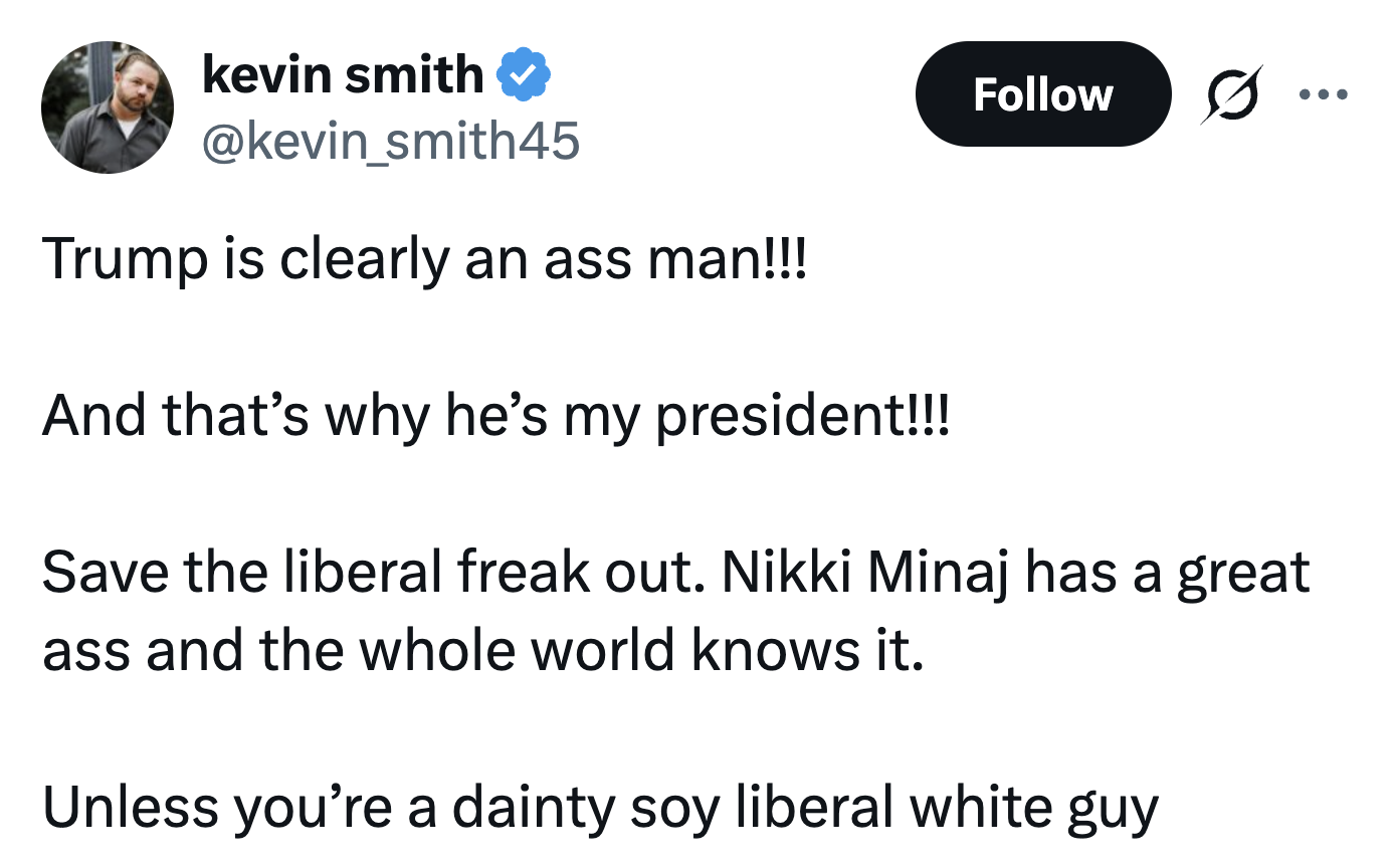 Tweet by idiosyncratic    who supports Trump, criticizes liberals, and comments connected  Nicki Minaj