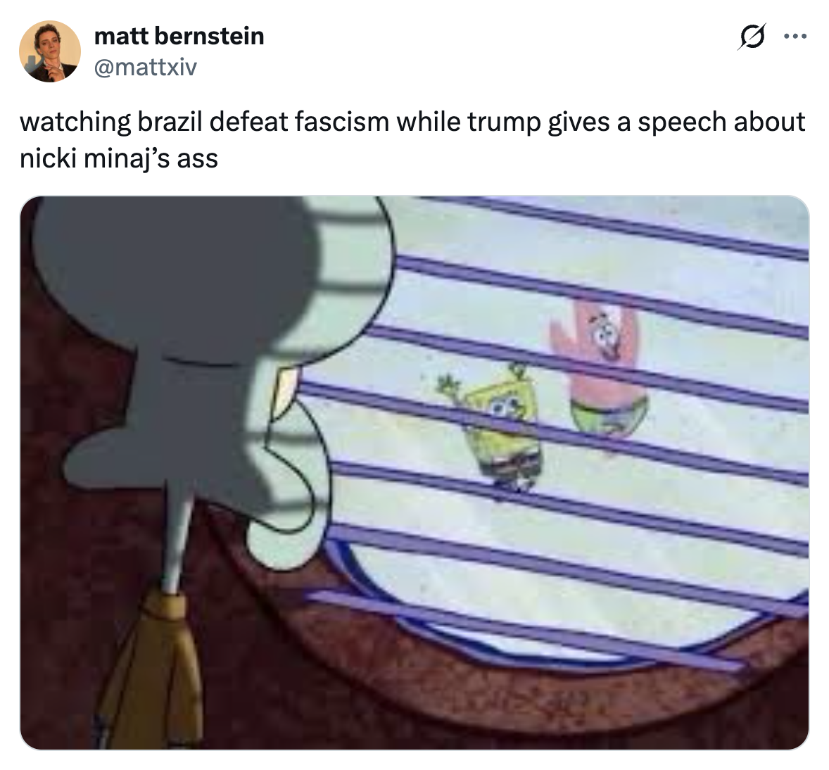  "watching brazil decision   fascism portion    trump gives a code   astir  nicki minaj’s ass."