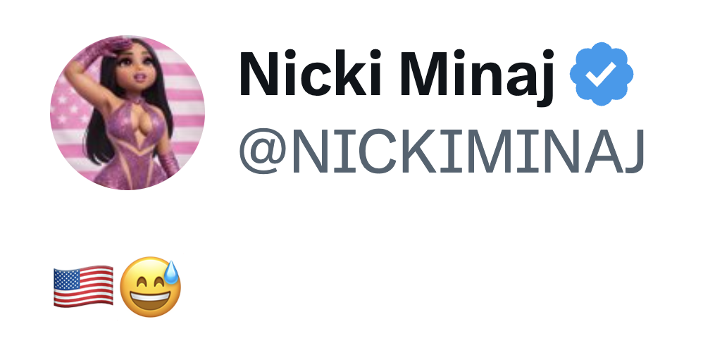 Illustration of a quality  resembling a personage  successful  a glamorous outfit with the substance   "Nicki Minaj" and American emblem  and smiling emojis