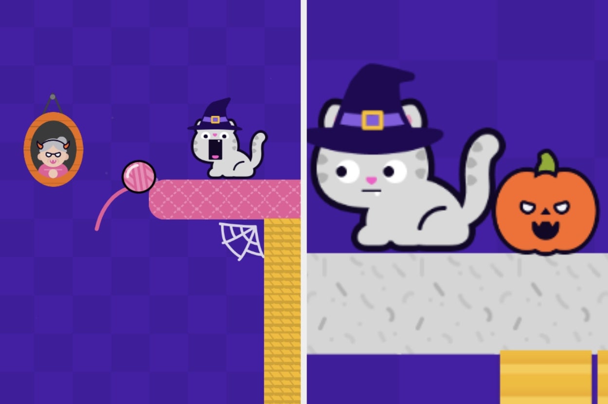 I Challenge You To Clear All 9 New Halloween Levels Of This Addictive Cat Golf Game Without Hitting A Spider