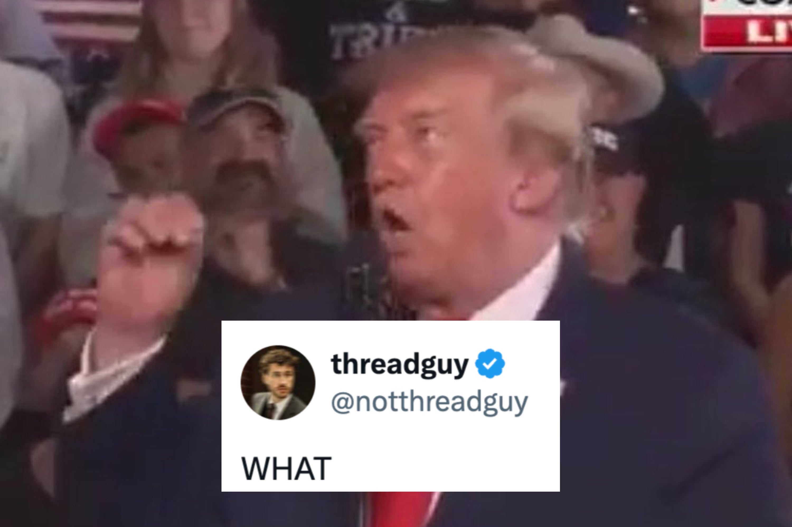 A person is speaking at a podium during a rally, with a crowd in the background. News text shows they're campaigning in Texas