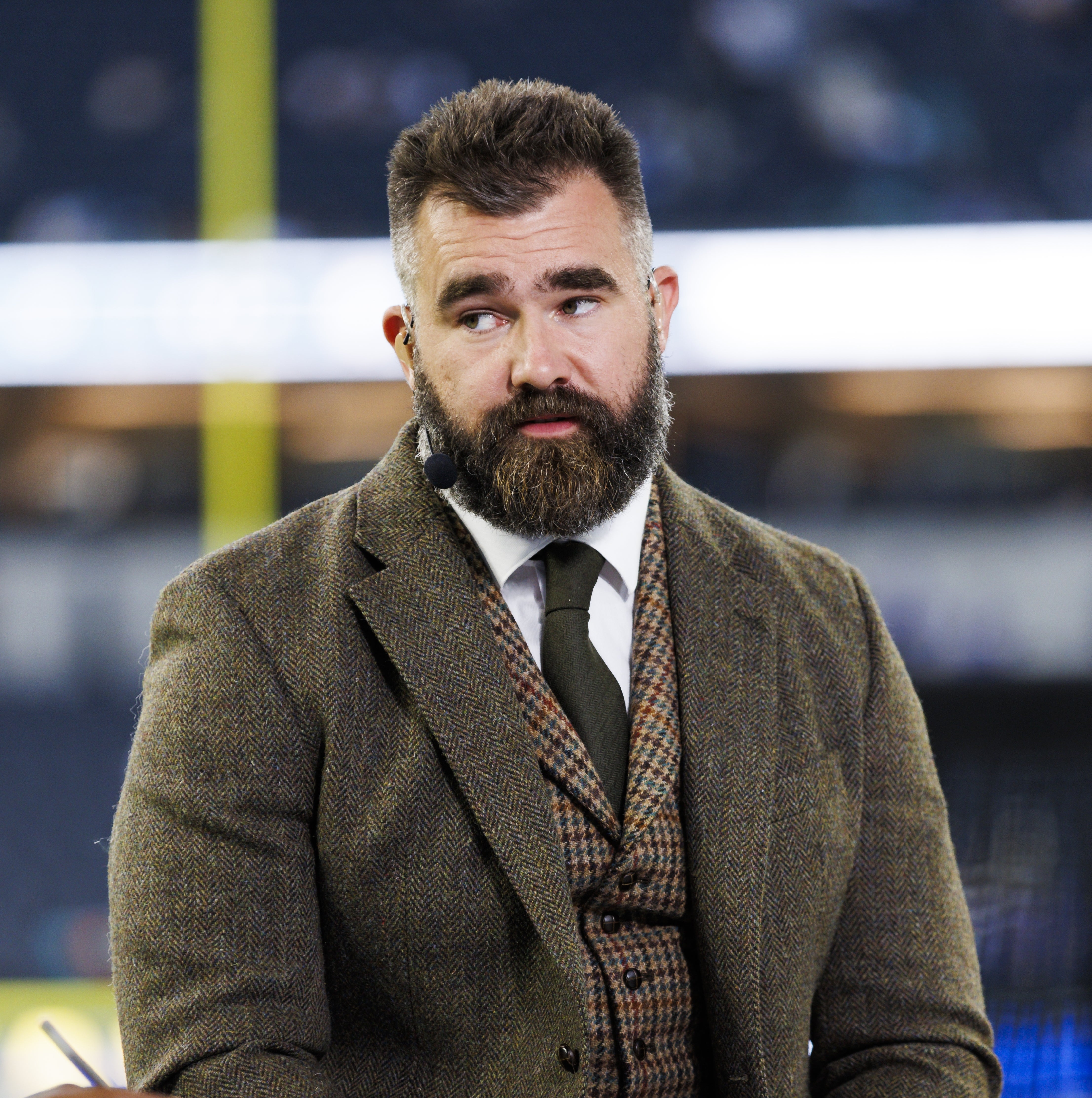 Jason speaking during a broadcast