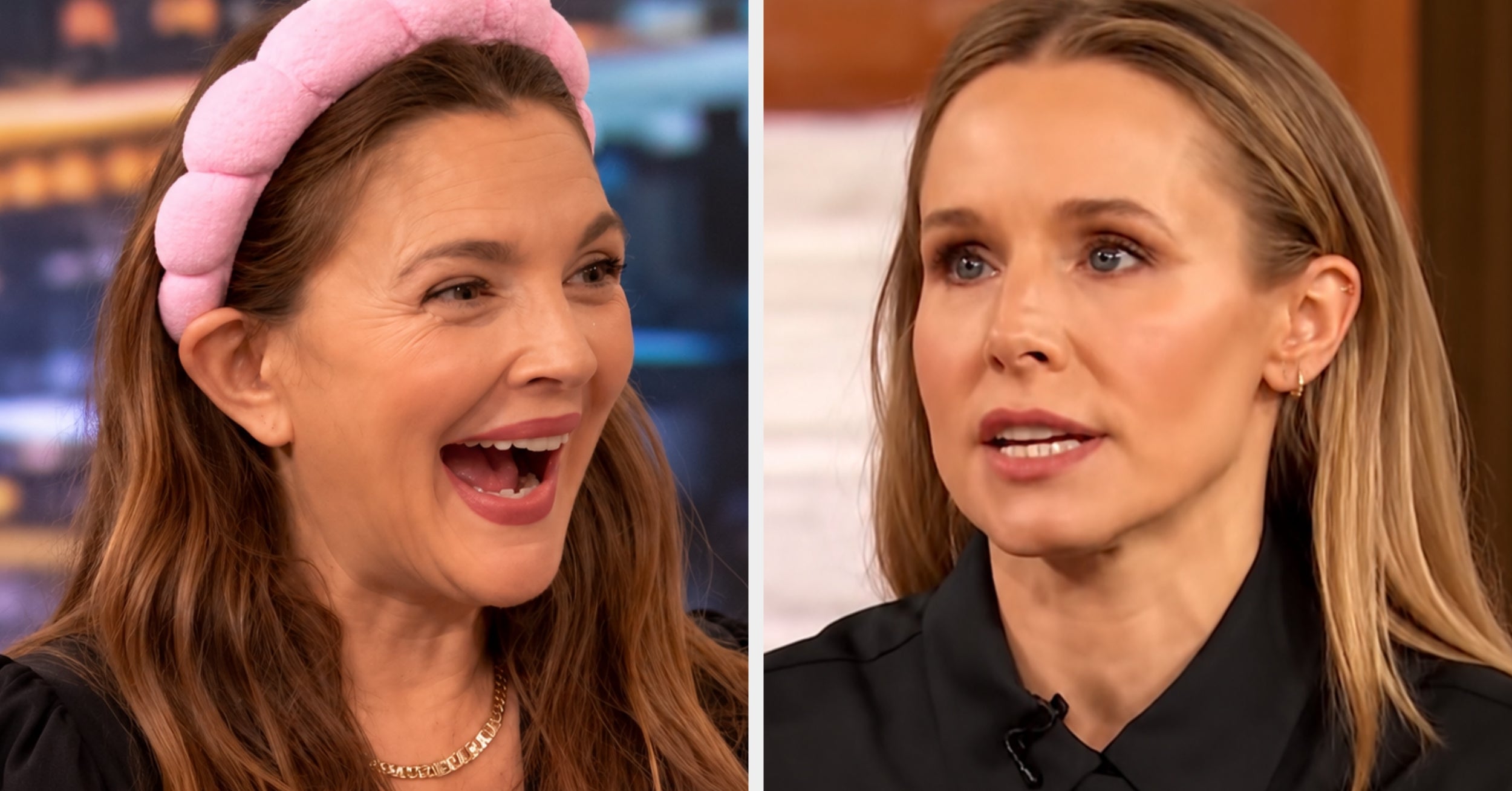 Drew Barrymore And Kristen Bell Just Removed Their Makeup And Hair Extensions On TV