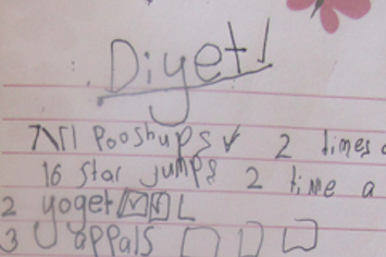 Mother Finds Diet List In Her 7 Year Old Daughter S Bedroom