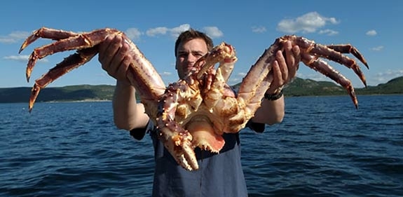 He&#39;s holding a giant crab