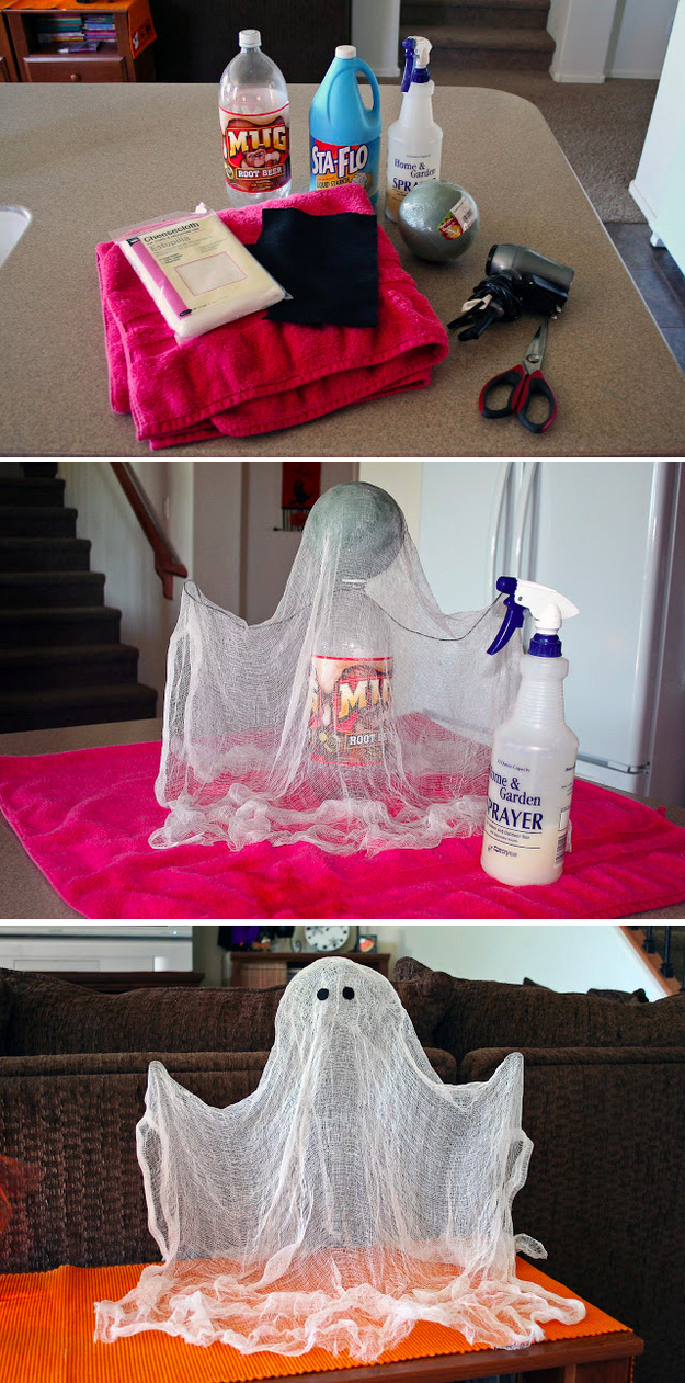 Use cheesecloth to make a floating ghost.