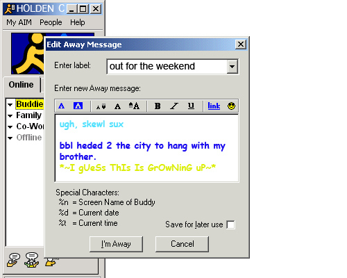 classic aim away messages