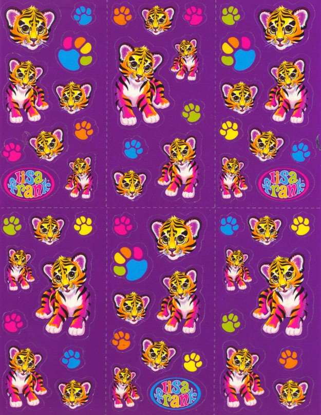 8 Quarter Sheets of Lisa Frank 90s Vintage Mini Stickers Full