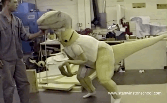 The head and arms were controlled first manually, then electronically.