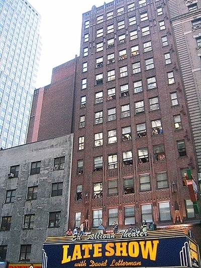 Rock band Phish played a mini-set on the marquee of the Ed Sullivan Theater in Times Square.