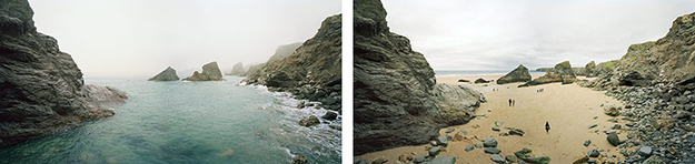 Bedruthan Steps, Cornwall. 25 and 31 August 2007. High water 4.30pm, low water 2pm