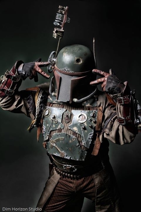 A close-up of the Steampunk Boba Fett, via Dim Horizon Studios.